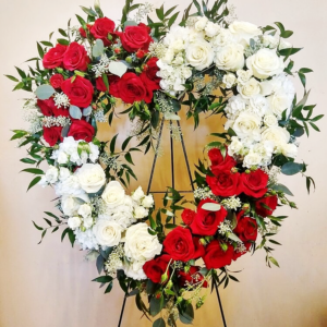 Love in our Hearts 18 in open heart standing spray